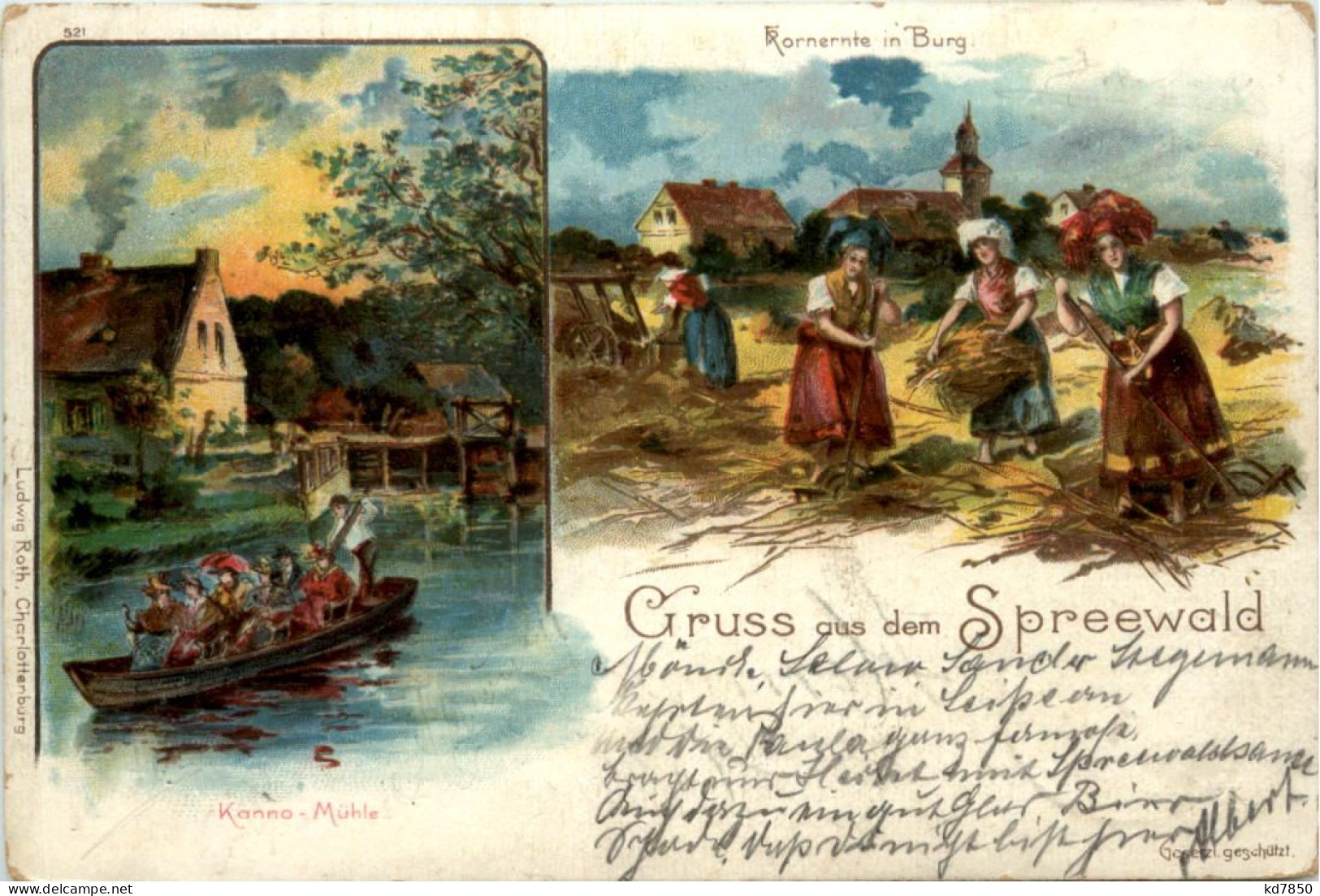 Gruss Aus Dem Spreewald - Kornernte In Burg- Litho - Burg (Spreewald)