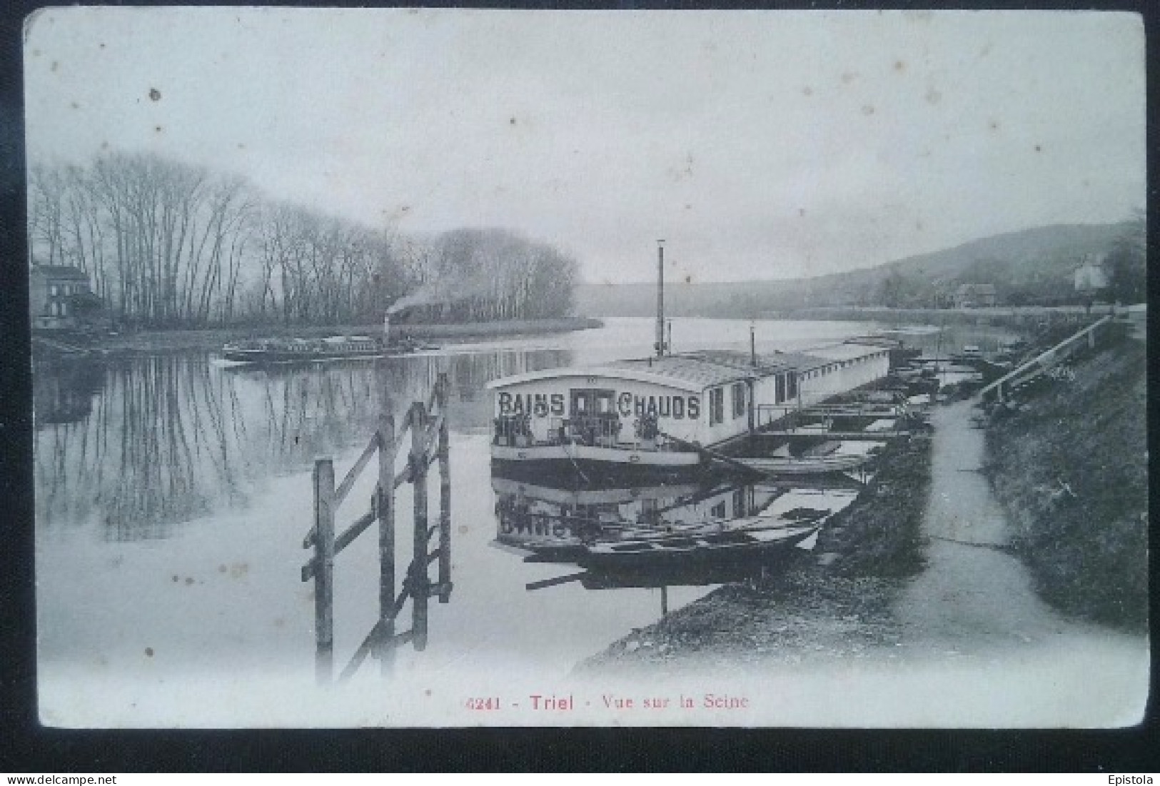 ► CPA  Péniche BAINS CHAUDS Flottants  à Triel  (78) - Péniches