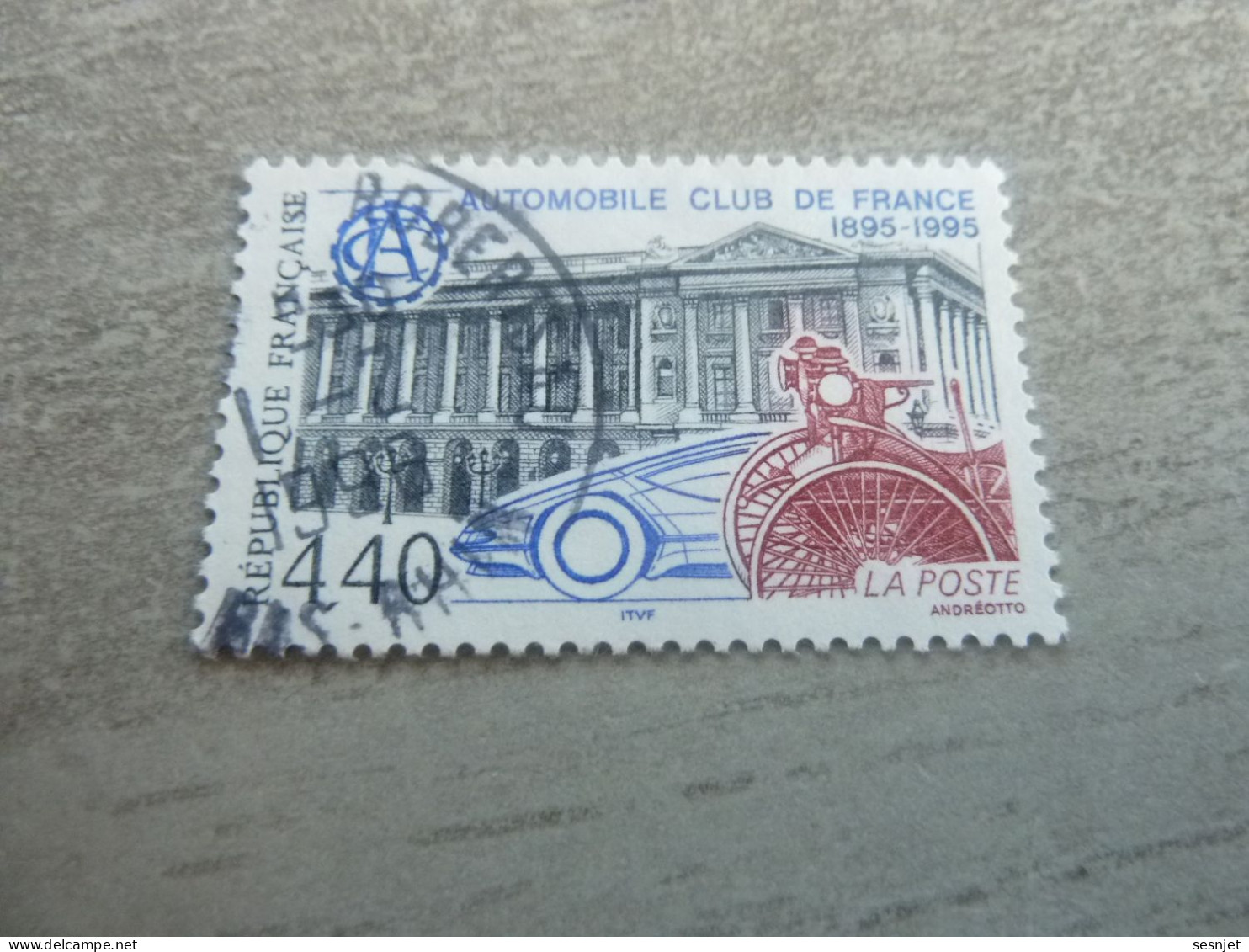 Centenaire De L'Automobile Club De France - 4f.40 - Yt 2974 - Gris, Rouge Et Bleu - Oblitéré - Année 1995 - - Usados