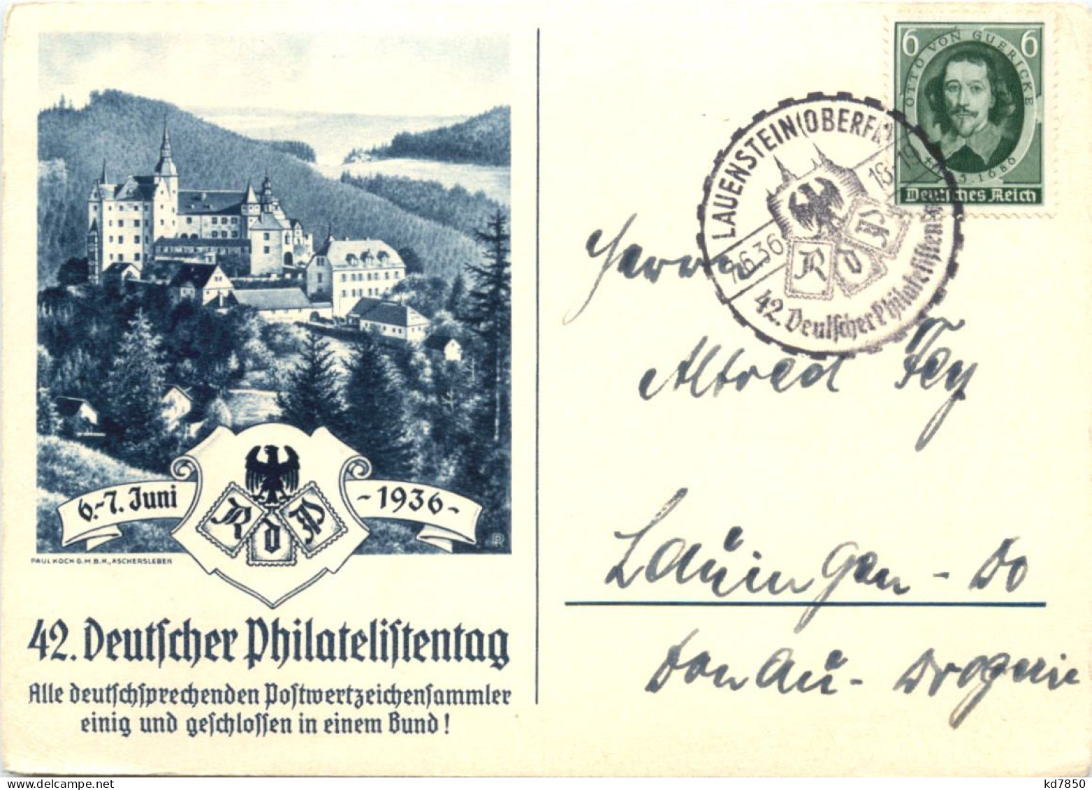 Lauenstein - 42. Deutscher Philatelistentag 1936 - Lauenstein