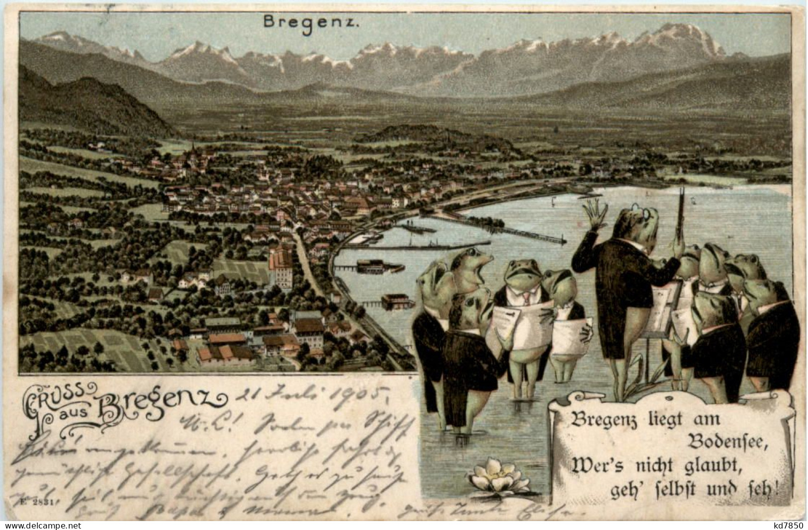 Gruss Aus Bregenz - Frosch - Litho - Bregenz