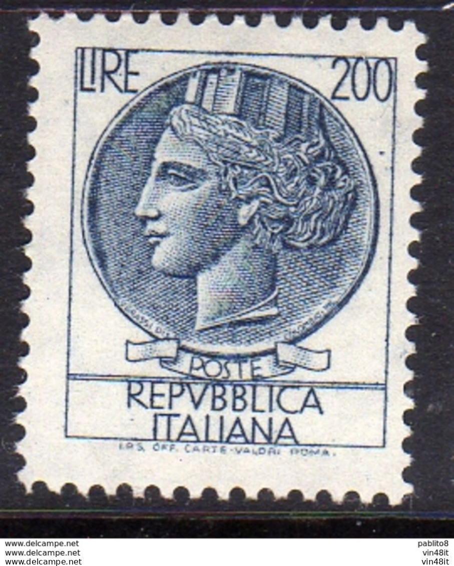 1968 - ITALIA REPUBBLICA - SIRACUSANA - LIRE  200    - SINGOLO - NUOVO - 1961-70:  Nuovi