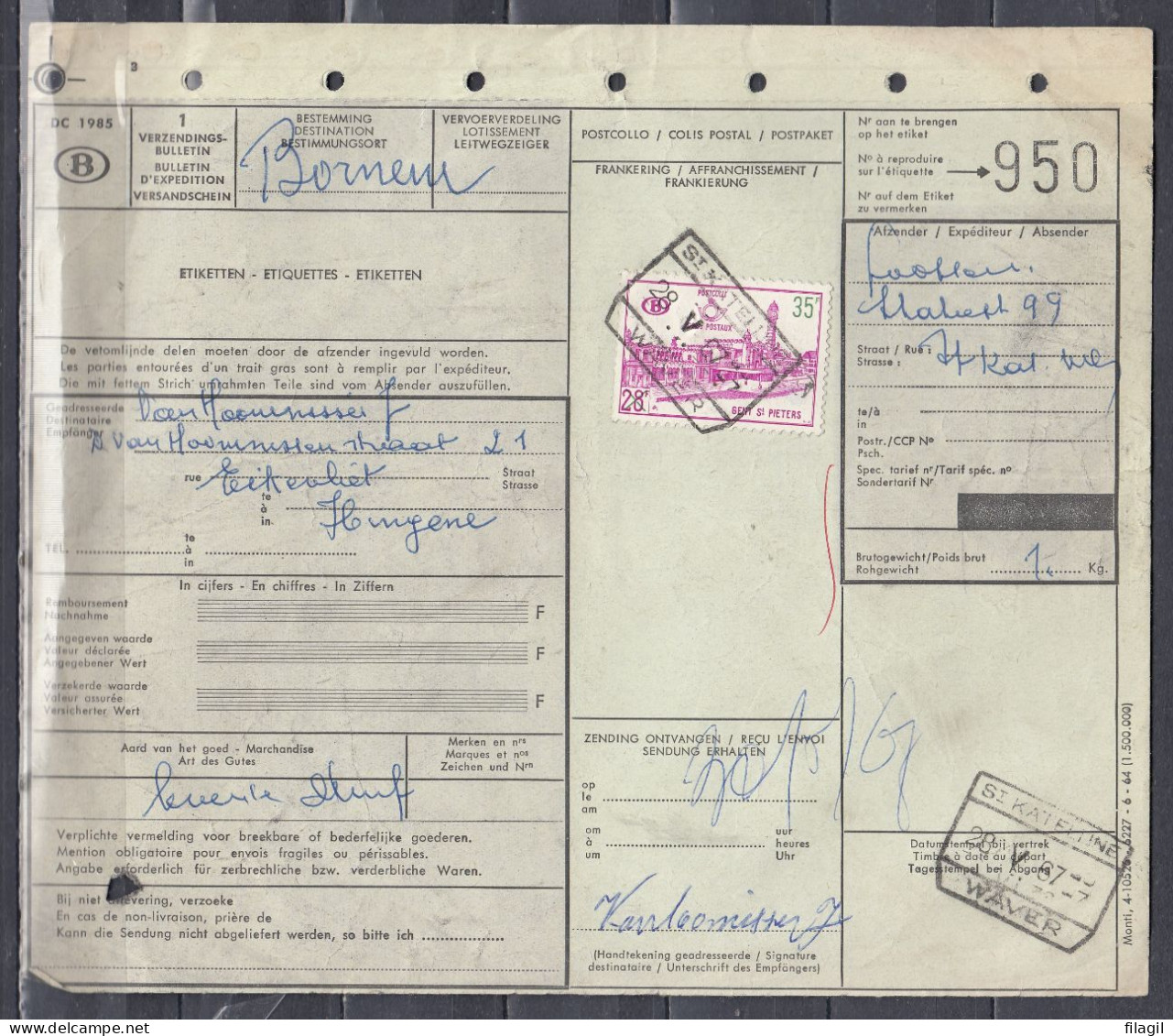 Vrachtbrief Met Stempel St Katelijne Waver - Documents & Fragments