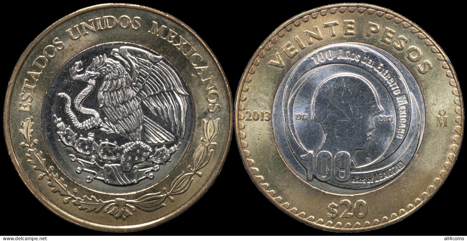 Mexico 20 Pesos. 2013 (Bi-Metallic. Coin KM#969. Unc) Mexican Army - México