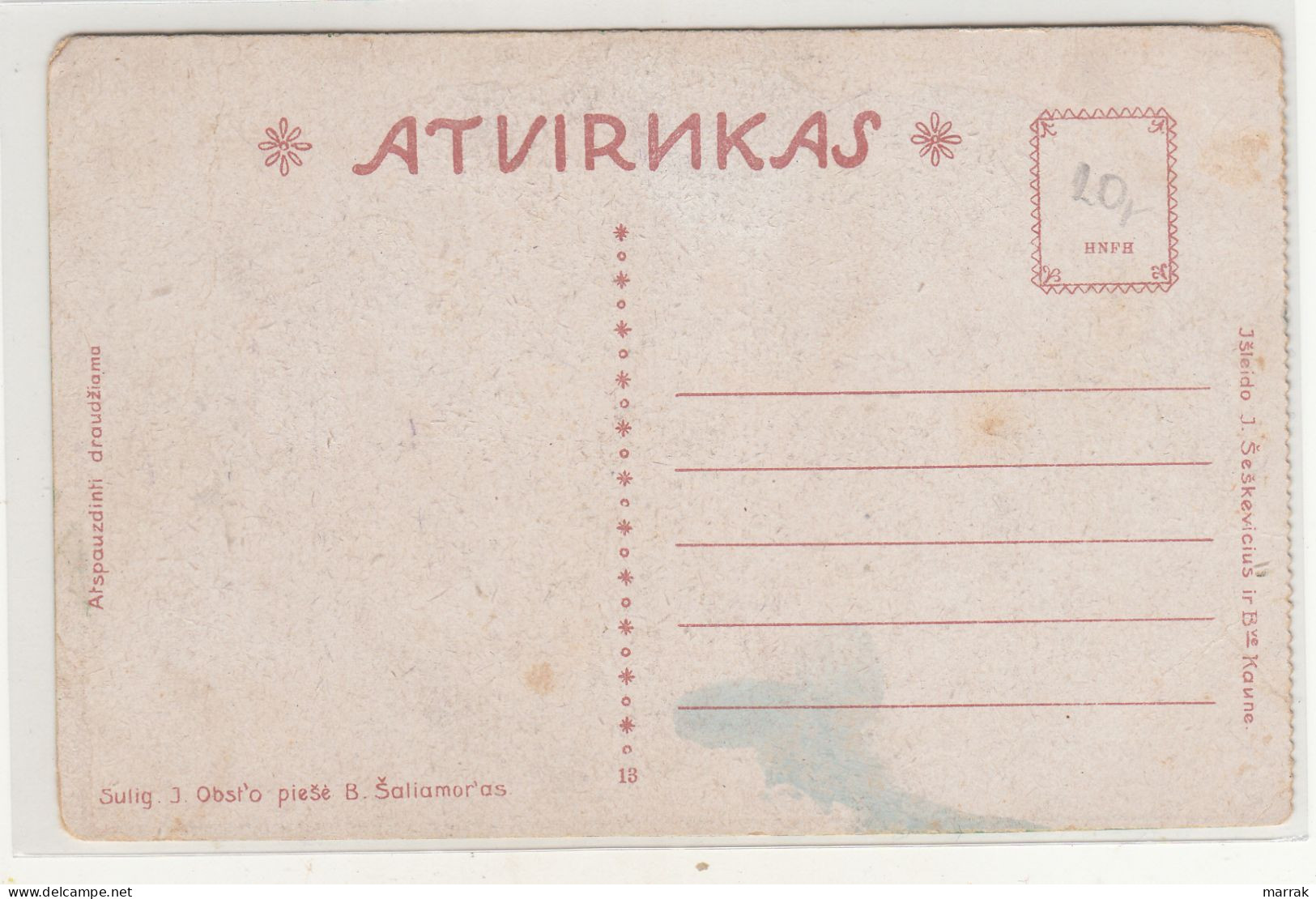 Viekšniai, Mažeikiai, Herbas, Apie 1925 M. Atvirukas - Lituanie