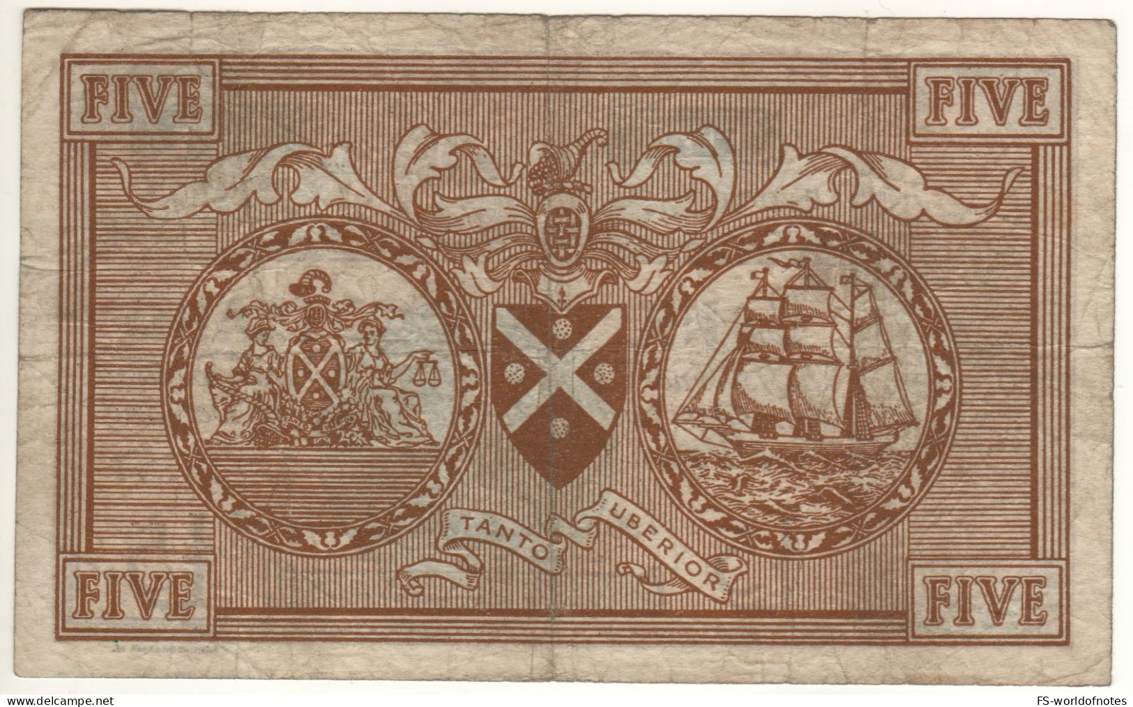 SCOTLAND  5 Pounds    Bank Of Scotland  P106b  Dated 8 March 1966  ( Arms & Saiiing Ship On Back) - 5 Pounds