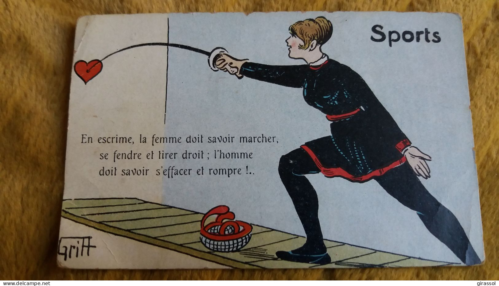 CPA FEMME SPORT ESCRIME DESSIN GRITT OU GRIFF - Fencing