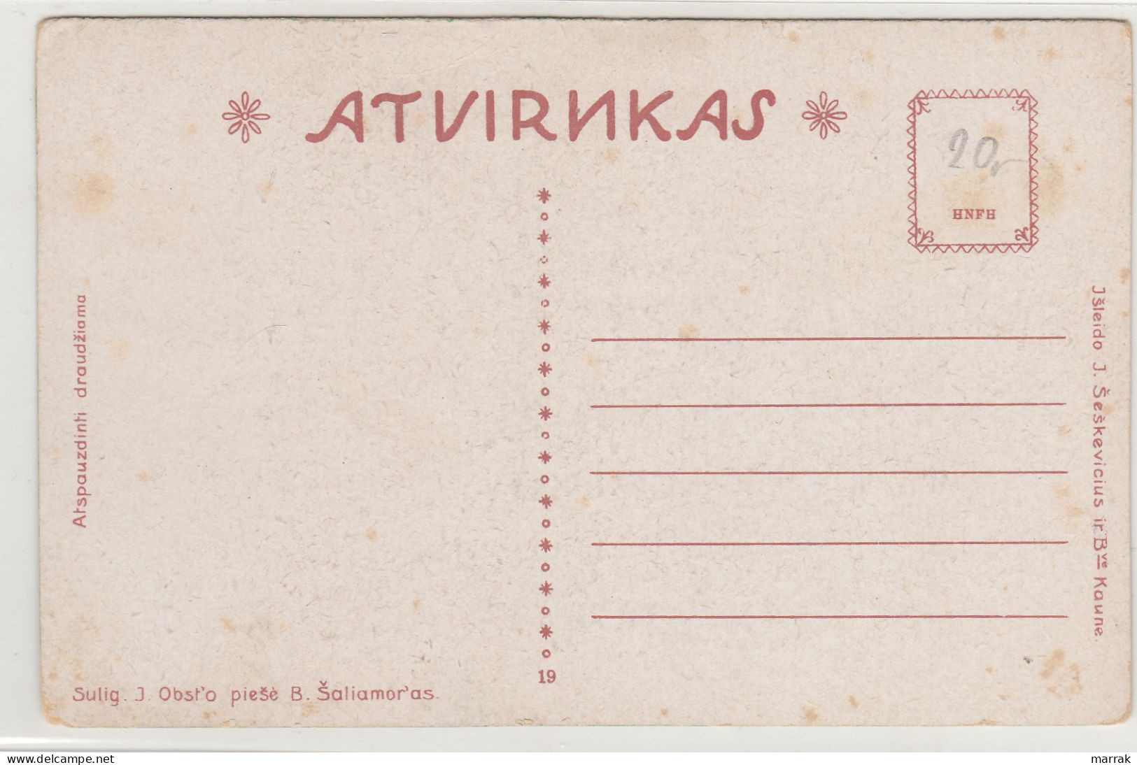 Babtai, Kaunas, Herbas, Apie 1925 M. Atvirukas - Lituanie