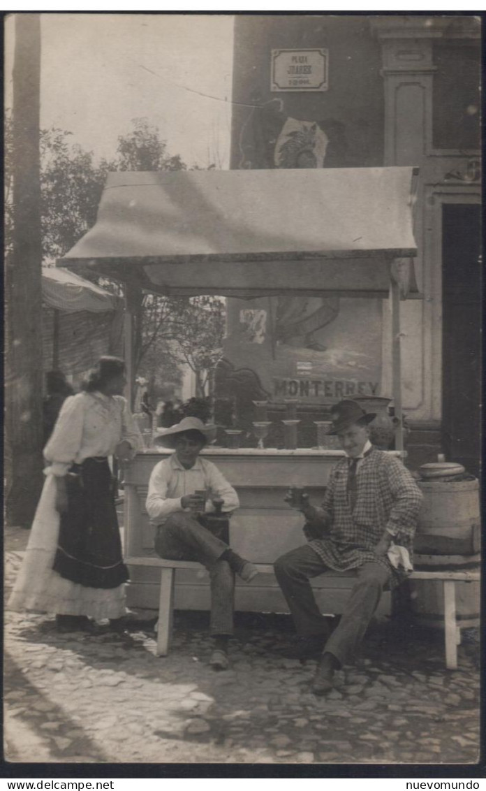 1910 Ca México.Puesto De Aguas Frescas.Foto Manuel Torres.Postal No De Serie. Pieza única - America