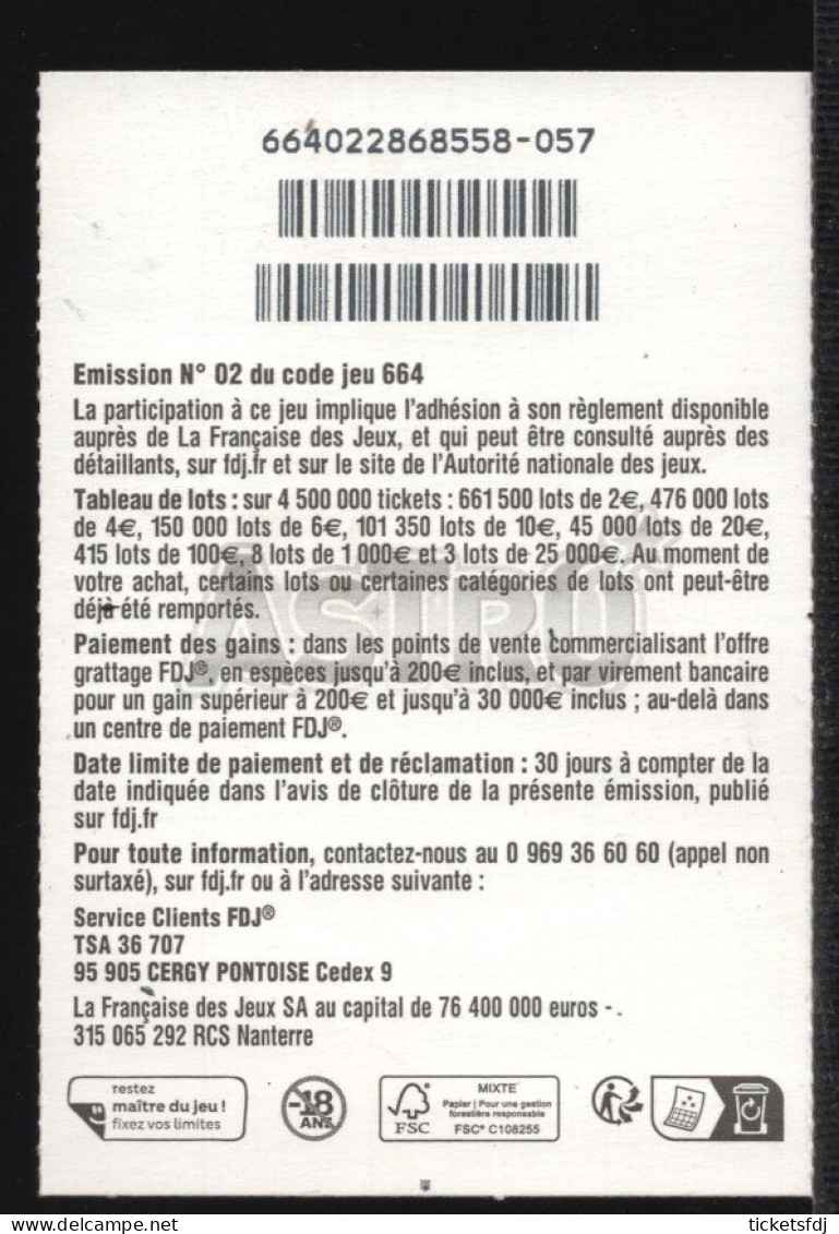 Grattage ILLIKO - ASTRO 66402 3ème Verso - Bélier - FRANCAISE DES JEUX - Biglietti Della Lotteria