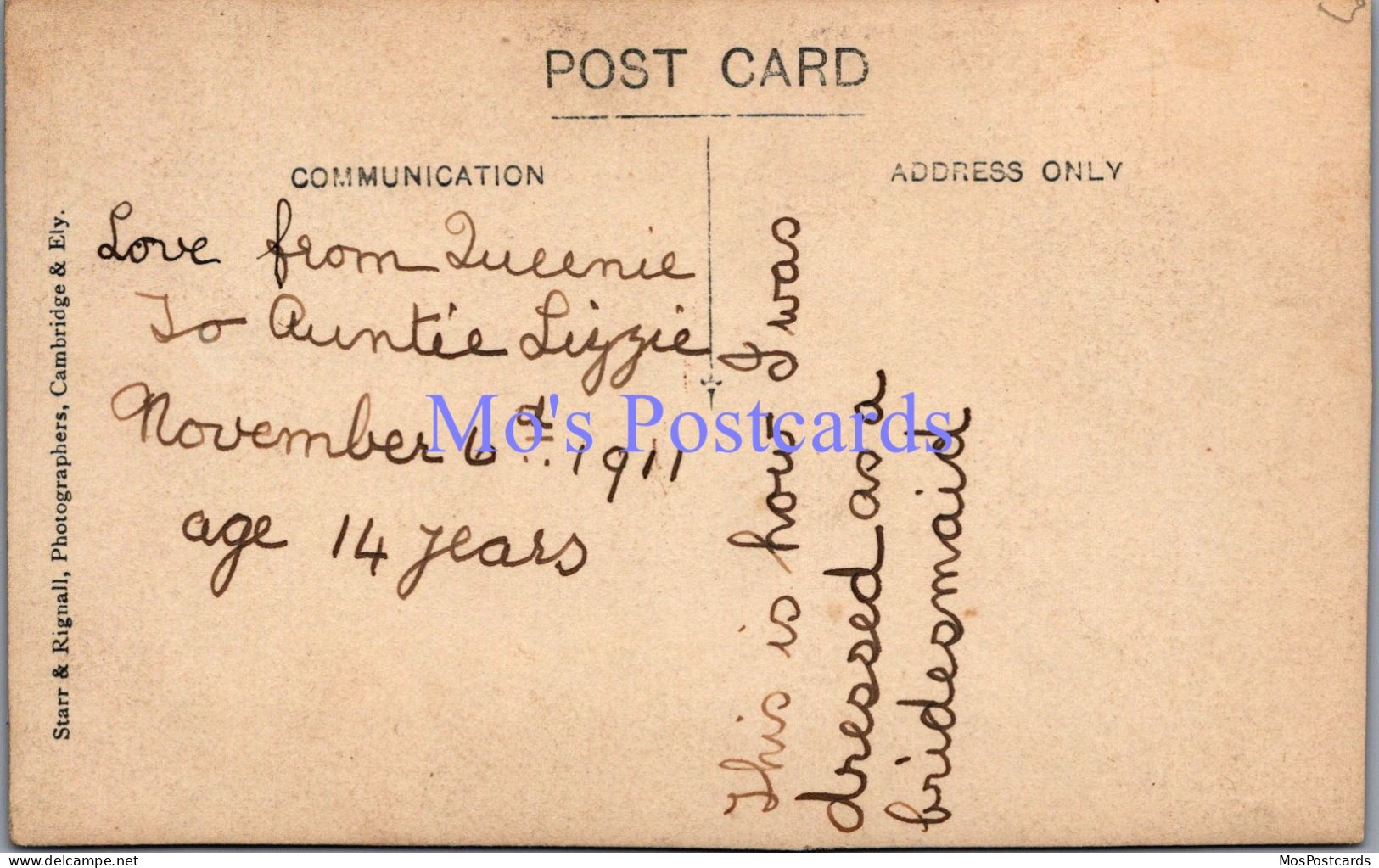 Social History Postcard - 14 Year Old Girl Called Queenie   DZ64 - Photographie