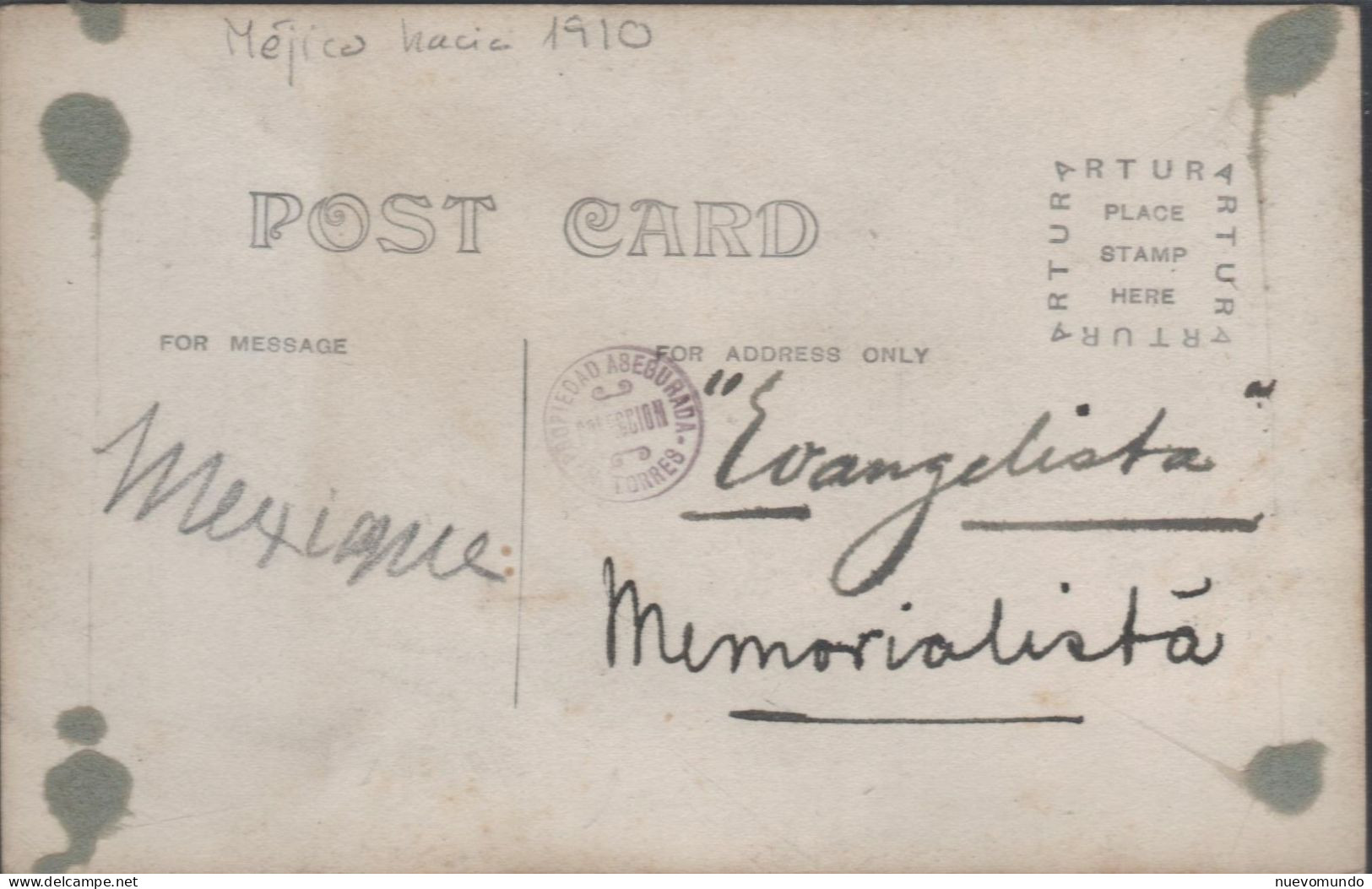 1910 Ca México.Evangelista.Foto Manuel Torres.Postal No De Serie. Pieza única - América