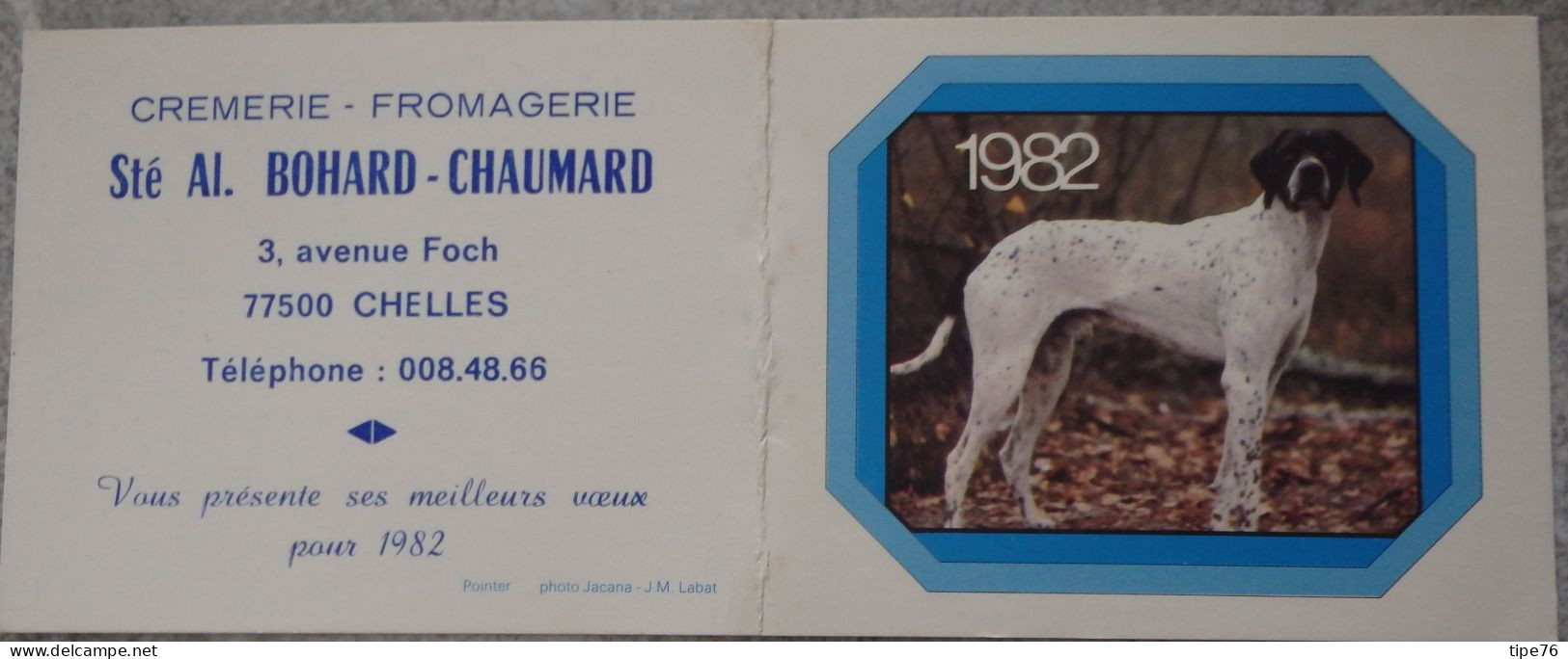 Petit Calendrier De Poche 1982 Chien Pointer Chasse - Chelles Seine Et Marne - Small : 1981-90