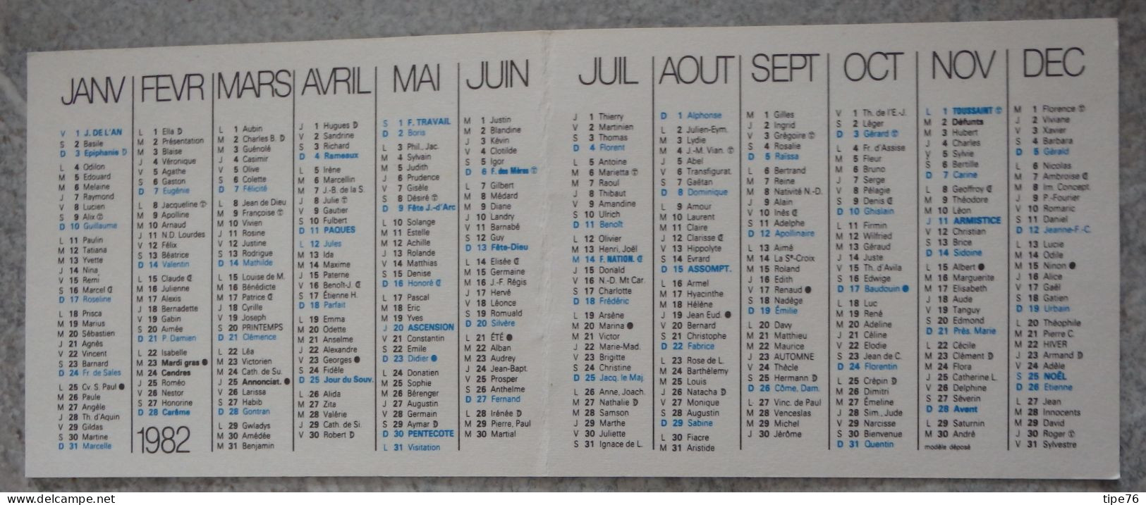 Petit Calendrier De Poche 1982 Chien Pointer Chasse - Chelles Seine Et Marne - Petit Format : 1981-90