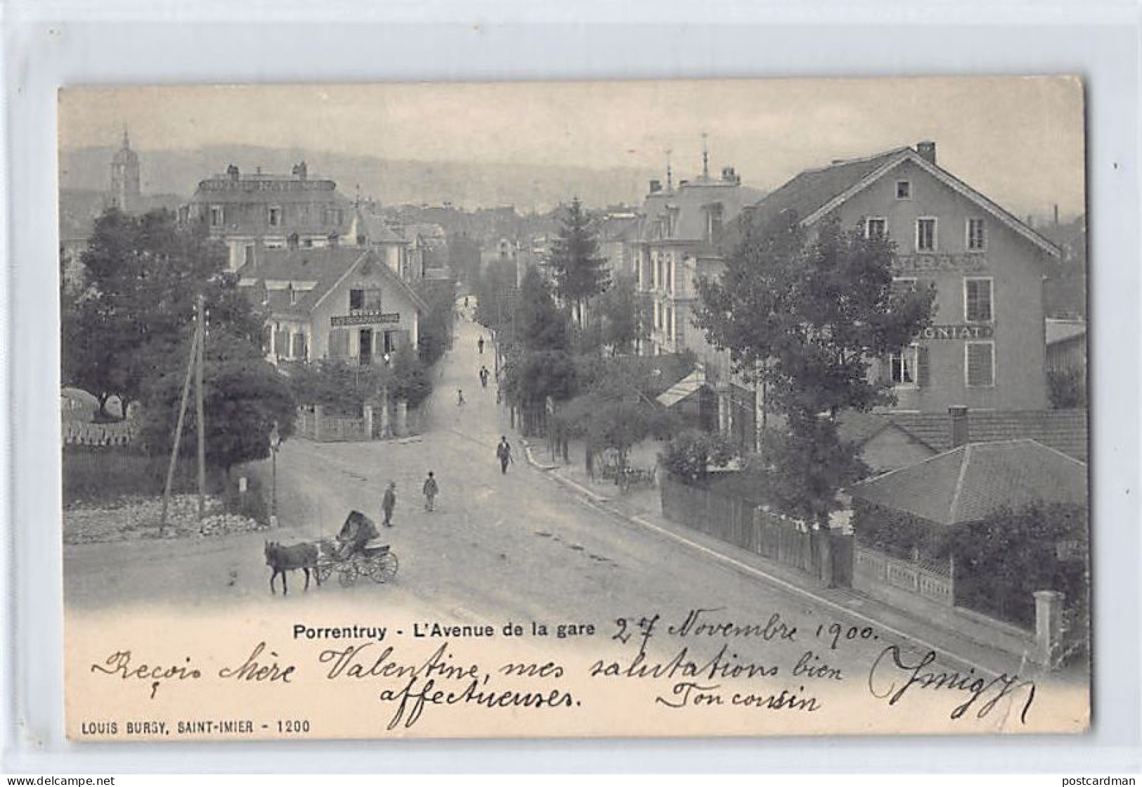 PORRENTRUY (JU) L'avenue De La Gare - Café Restaurant - Ed. L. Burgy 1200 - Porrentruy