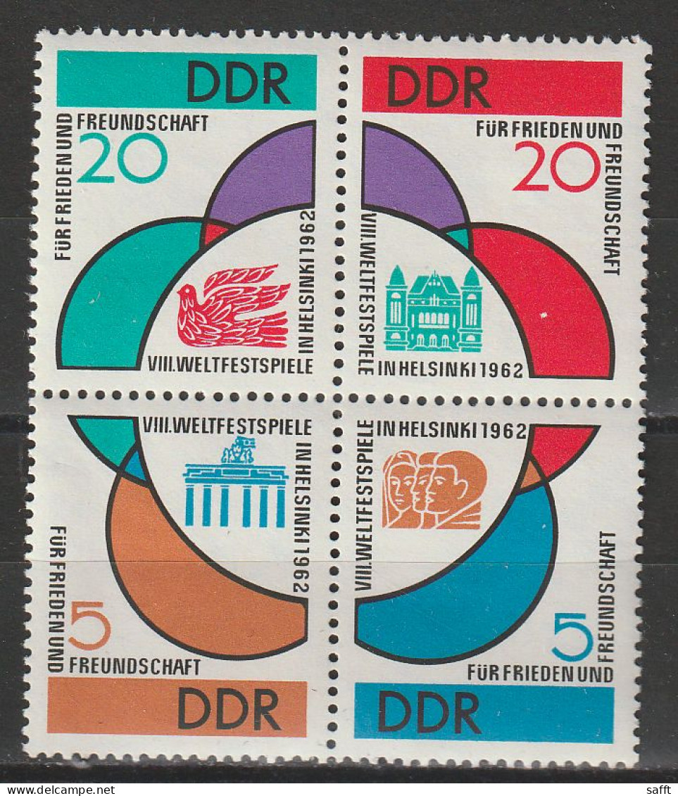 DDR 901/904 Im Zusammendruck, Weltfestspiele 1962 - Unused Stamps