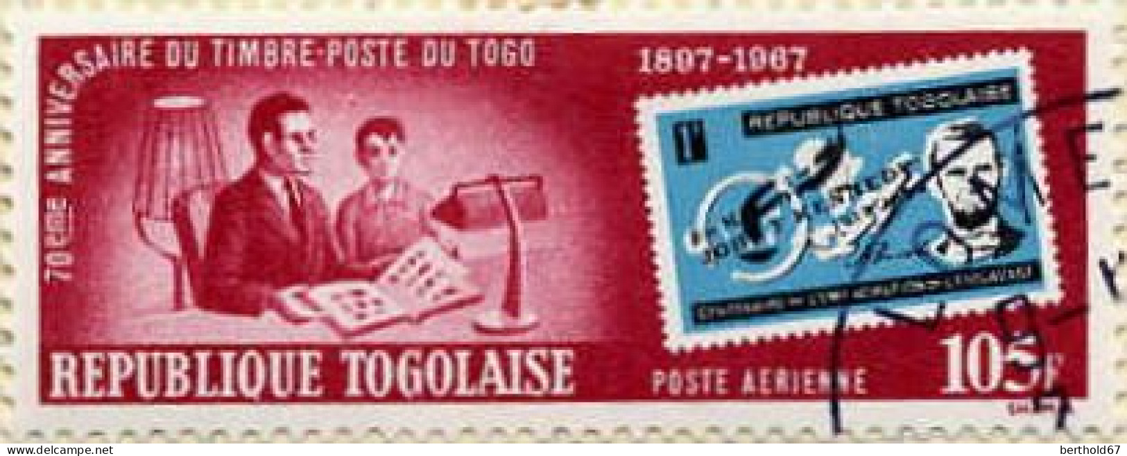 Togo (Rep) Avion Obl Yv: 84/85 70.Anniversaire Du Timbre-poste Du Togo (Beau Cachet Rond) - Togo (1960-...)
