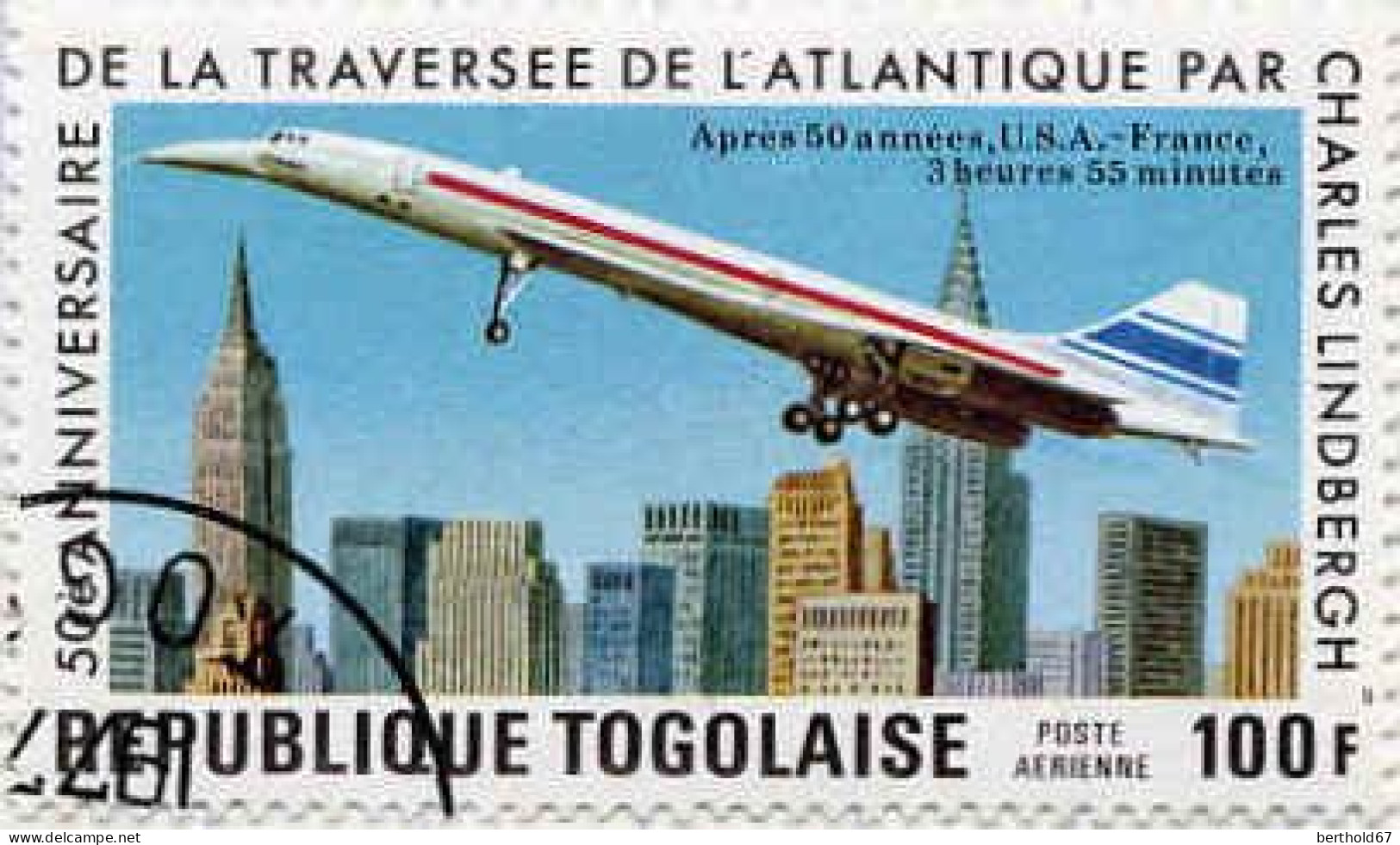 Togo (Rep) Avion Obl Yv:314/317 Charles Lindberg (TB Cachet Rond) - Togo (1960-...)