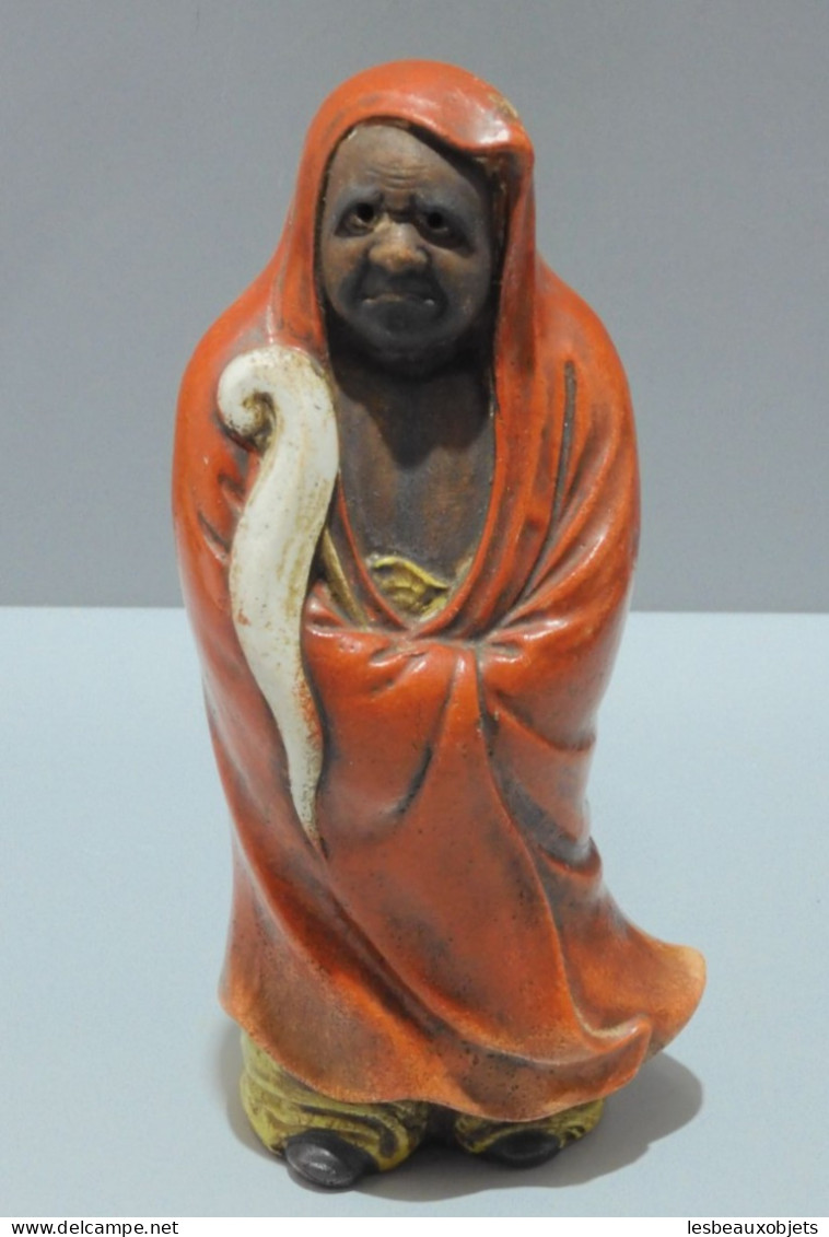 -ANCIENNE STATUETTE Bodhidhar TERRE CUITE émaillée JAPON COLLECTION VITRINE    E - Arte Asiatica