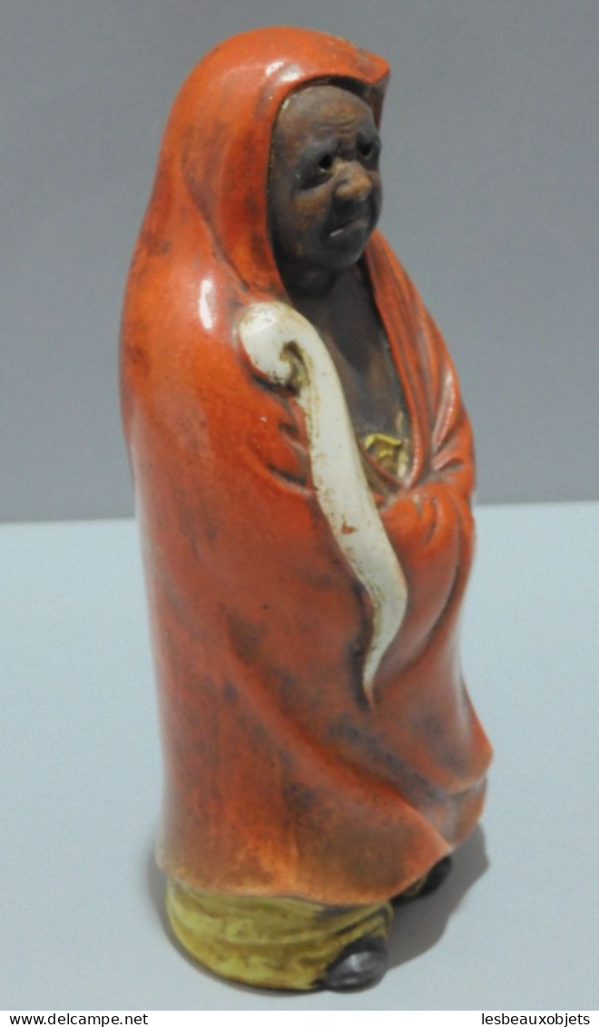 -ANCIENNE STATUETTE Bodhidhar TERRE CUITE émaillée JAPON COLLECTION VITRINE    E - Arte Asiático