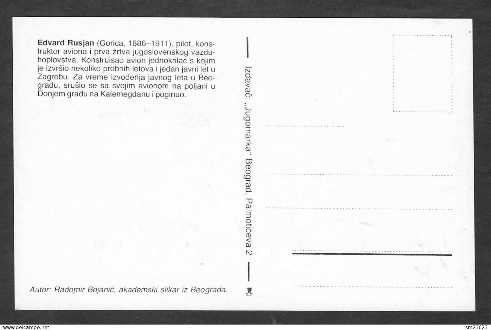 Jugoslawien  1991 , Edvard Rusjan / Pilot - Maximum Card - First Day SS NOVS GORICA 1.4.1991 - Cartes-maximum