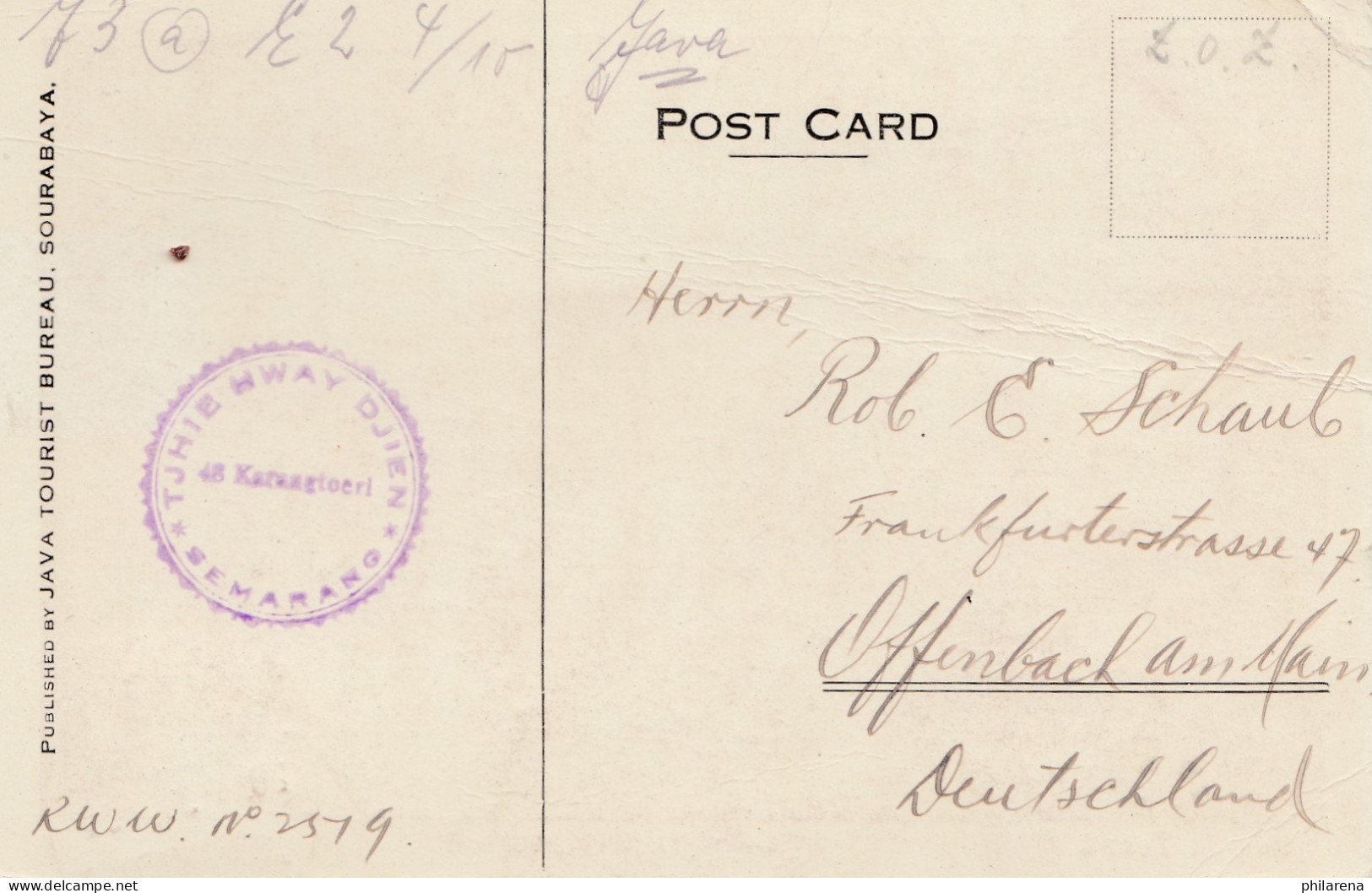 Ned. Indie 1931: Post Card Tosuri To Offenbach - Indonesia