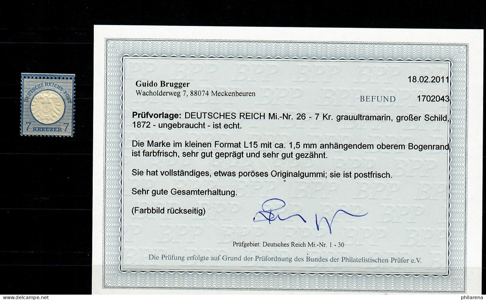 DR: MiNr. 26, Farbfrisch, Oberrand Sehr Gute Zähnung, Postfrisch, **, BPP Befund - Unused Stamps