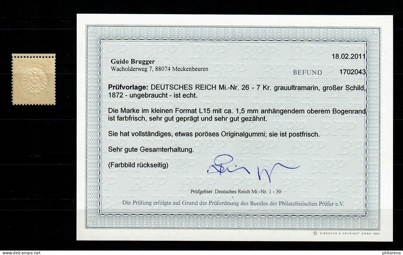 DR: MiNr. 26, Farbfrisch, Oberrand Sehr Gute Zähnung, Postfrisch, **, BPP Befund - Unused Stamps