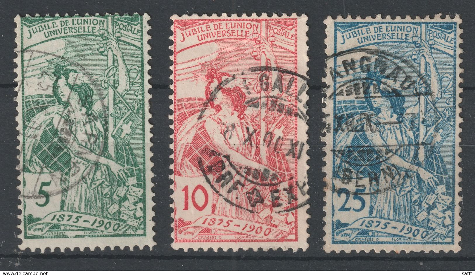 Schweiz 77/79 B Gestempelt - Weltpostverein 1900 - Usados