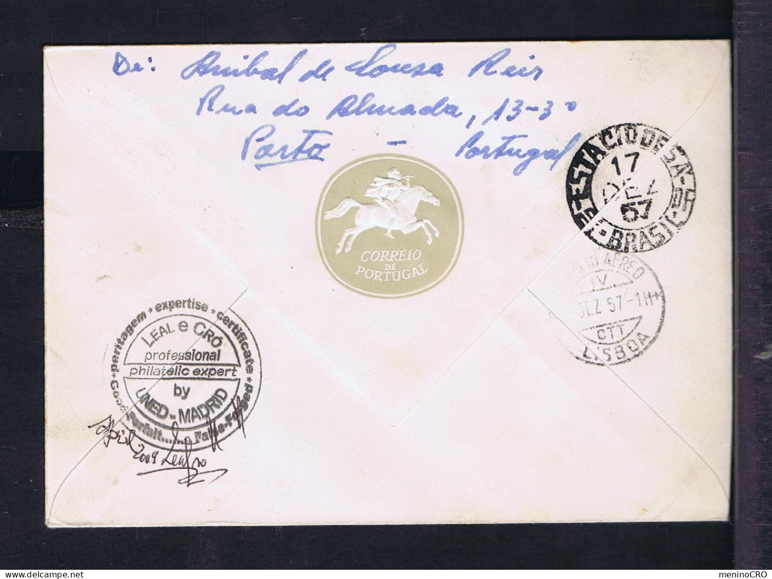 Gc8462 PORTUGAL "CESÁRIO VERDE" 1855-1886 Fdc 1957 Pmk PORTO (mailed) »Rio De Janeiro -Brazil /writers ècrivain - Otros & Sin Clasificación