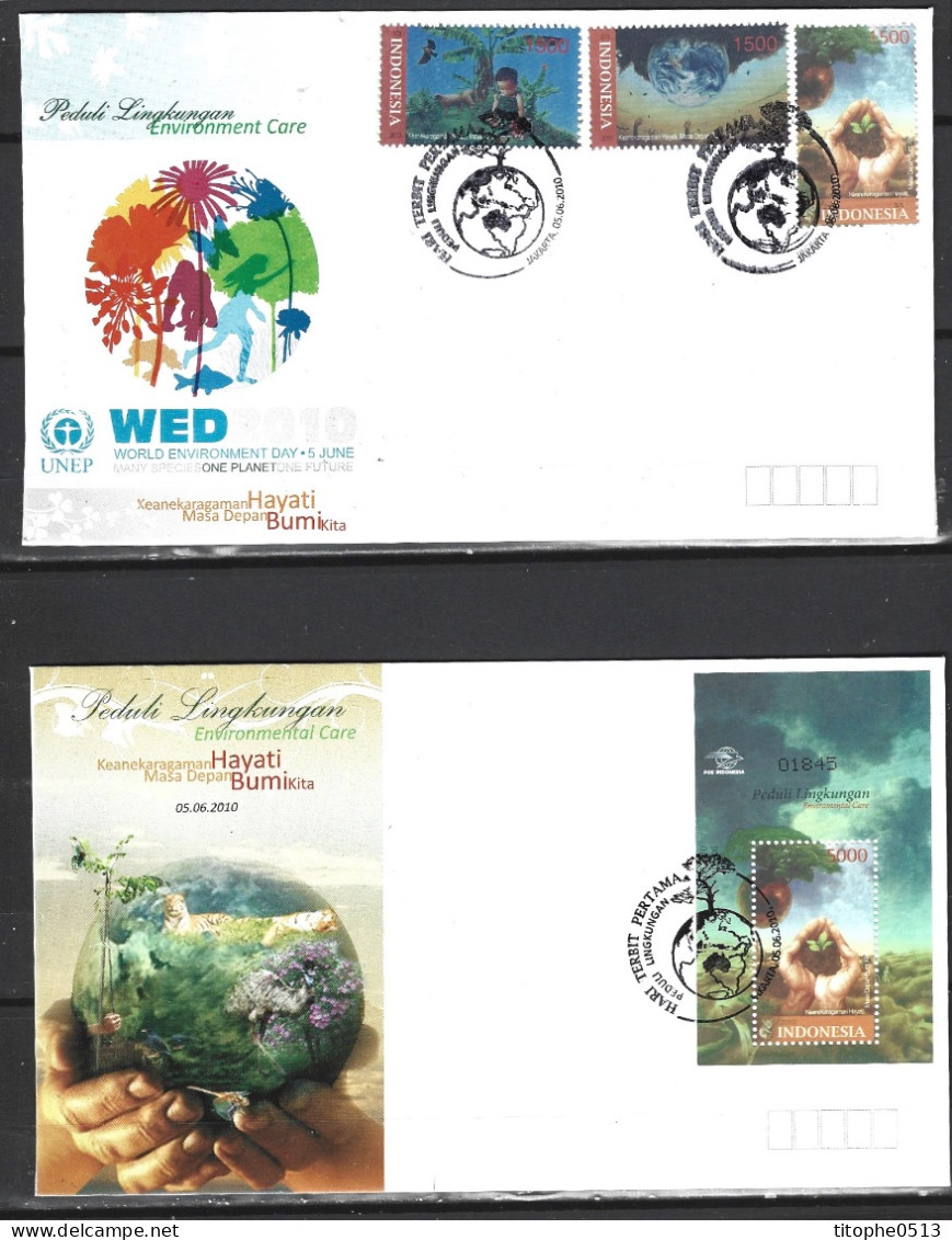 INDONESIE. N°2467-9 & BF 253 De 2010 Sur 2 Enveloppes 1er Jour. Protection De L'environnement. - Protezione Dell'Ambiente & Clima