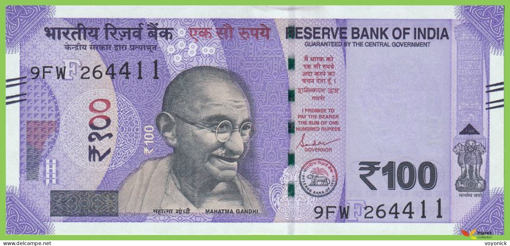 Voyo INDIA 100 Rupees 2022 P112g B301e 9FW Letter F UNC - Indien