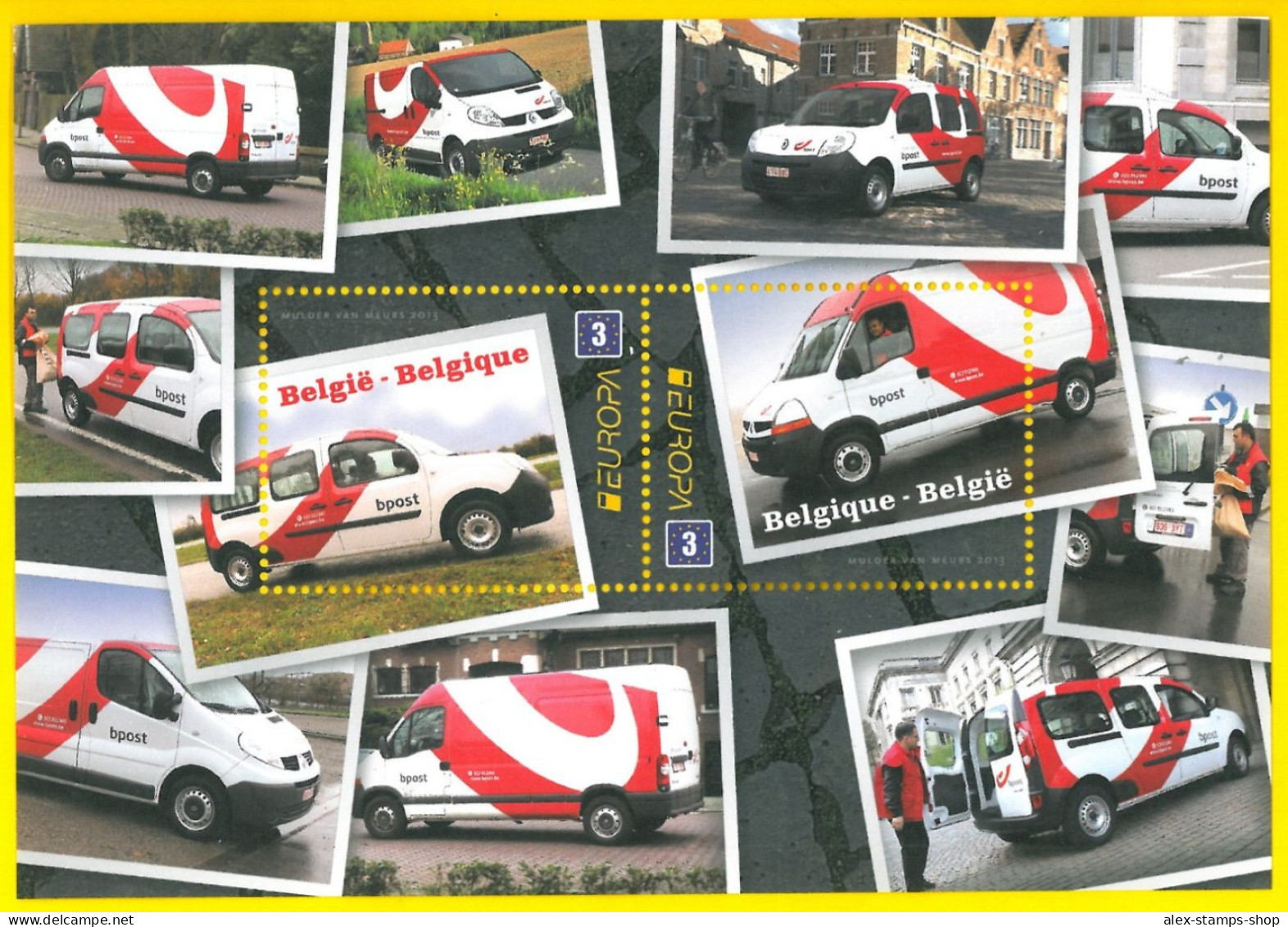 BELGIUM 2013 Postal Vehicles EUROPA M/S Sheet - 2011-2020