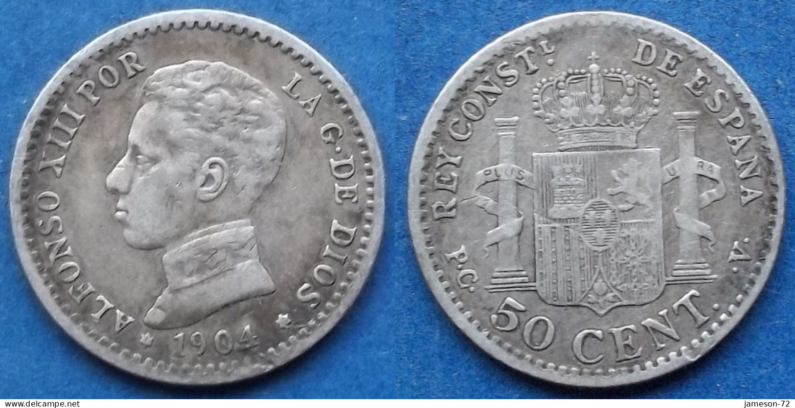 SPAIN - Silver 50 Centimos 1904 (10) PC V KM# 723 Alfonso XIII (1886-1931) - Edelweiss Coins - Erstausgaben