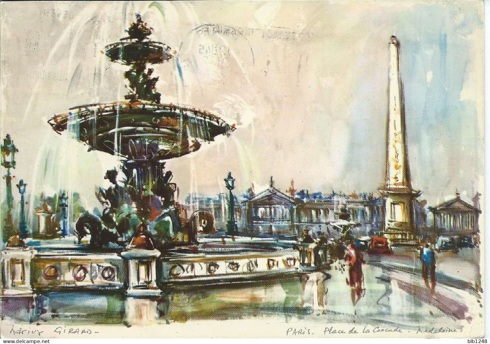 75 Paris Place De La Concorde Aquarelle De Girard - Lots, Séries, Collections