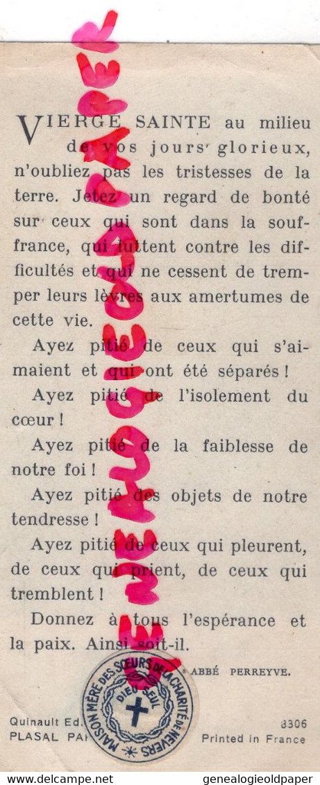58- NEVERS- IMAGE RELIGIEUSE MAISON MERE DES SOUERS DE LA CHARITE- NOTRE DAME DE LOURDES 1908-VIERGE SAINTE - Images Religieuses