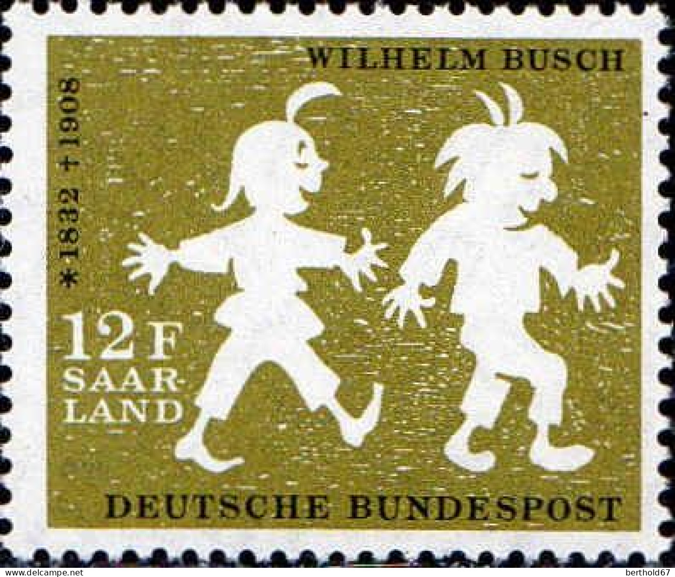 Sarre Poste N** Yv:411/412 Mort De Wilhelm Busch Cinquantenaire - Ongebruikt