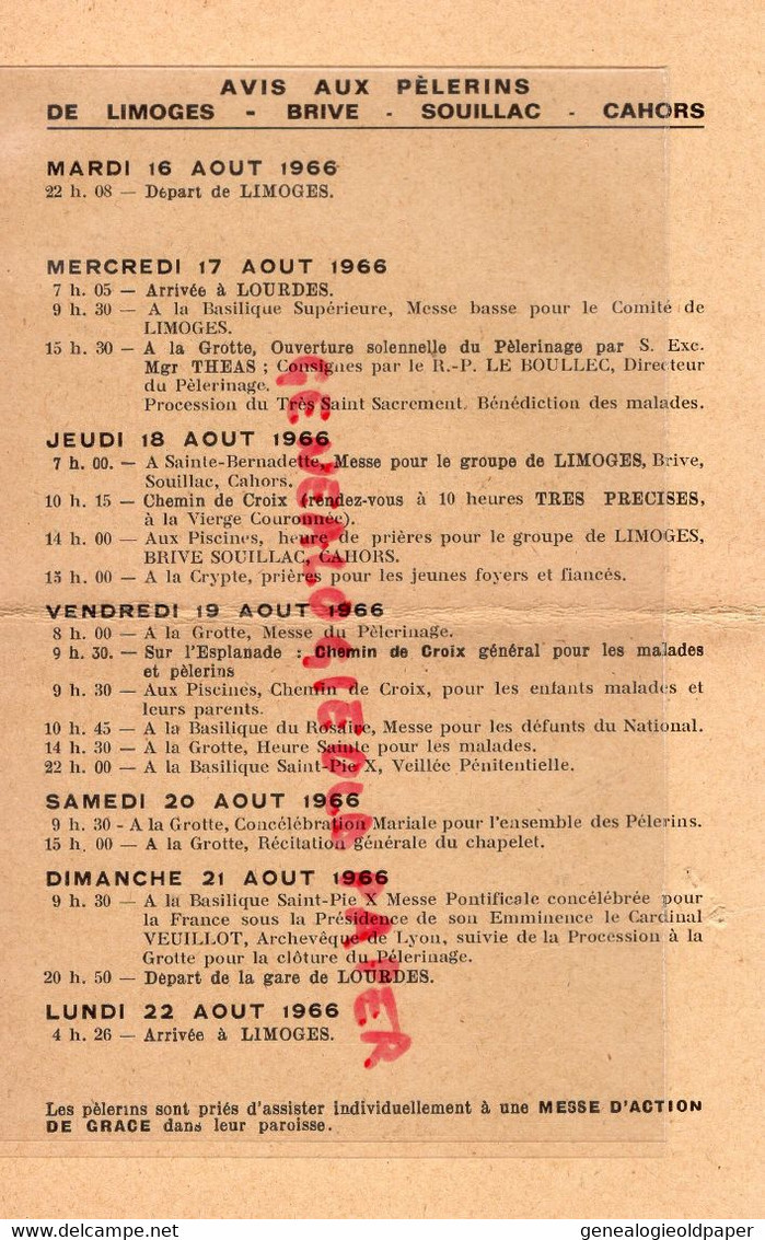 87- LE DORAT- RARE CARTE PELERINAGE NATIONAL NOTRE DAME LOURDES-TRAIN JAUNE MALADE-MARIE DUMAS-RUE PRETRES-1966 - Documents Historiques