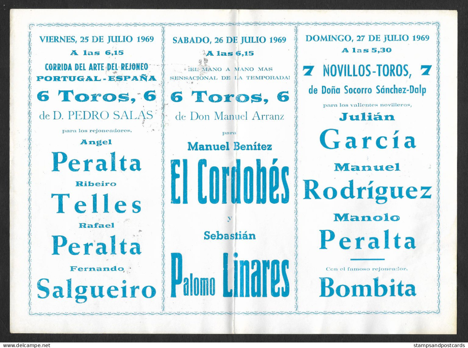 Dépliant Corrida Plaza De Toros De Marbella El Cordobés 1969 España Espagne Spain Bullfight Flyer Lisbon - Programs