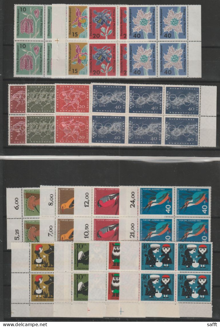 Lot Bund 1960er-Jahre Viererblocks, 12 Sätze, V.a. Für Die Jugend - Colecciones