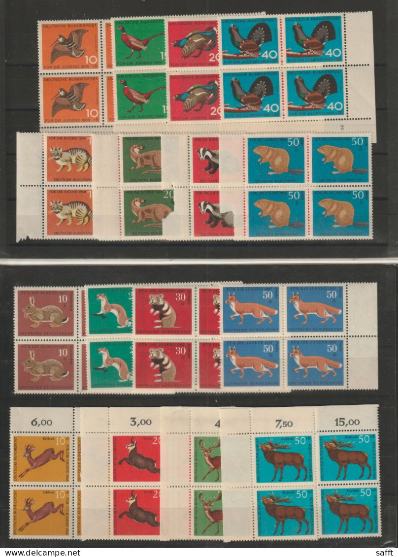 Lot Bund 1960er-Jahre Viererblocks, 12 Sätze, V.a. Für Die Jugend - Collections