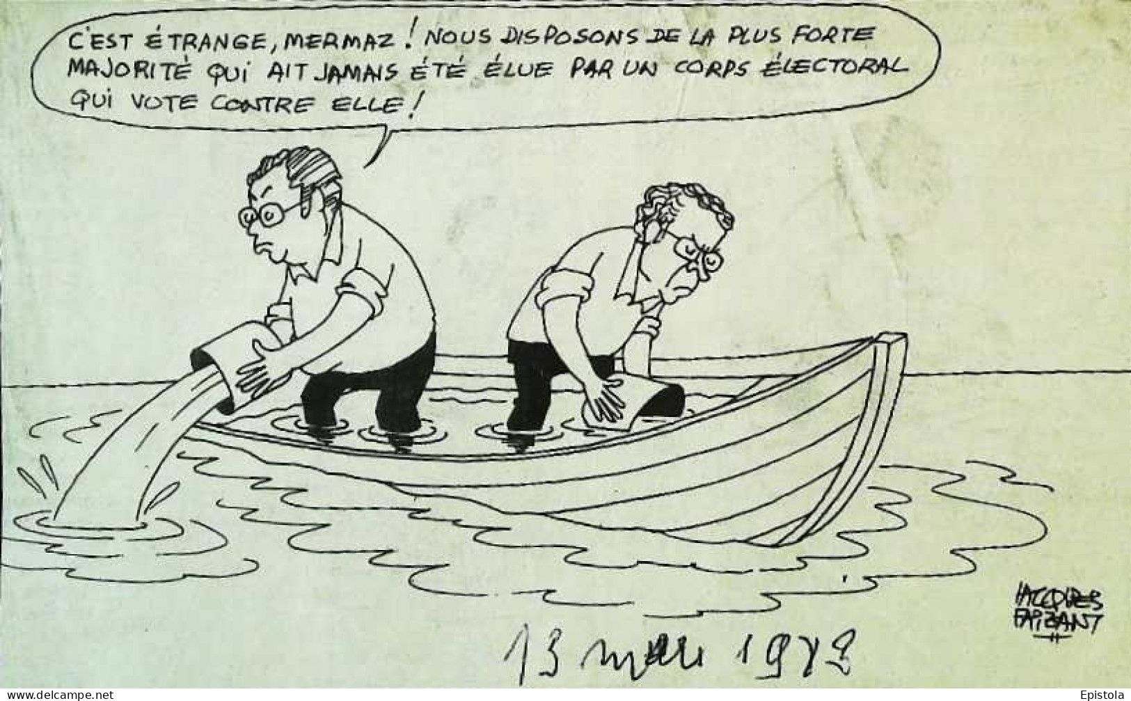 ► Coupure De Presse  Quotidien Le Figaro Jacques Faisant 1983  Mermaz Barque Ecoper Majorité Qui Vote Contre Elle - 1950 - Oggi