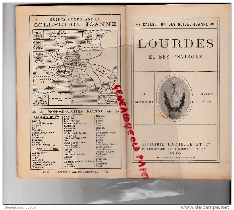 65- LOURDES - RARE GUIDE JOANNE 1910- LOURDES ET SES ENVIRONS- BETHARRAM-SAINT SAUVEUR-GAVARNIE-- HACHETTE - Pays Basque