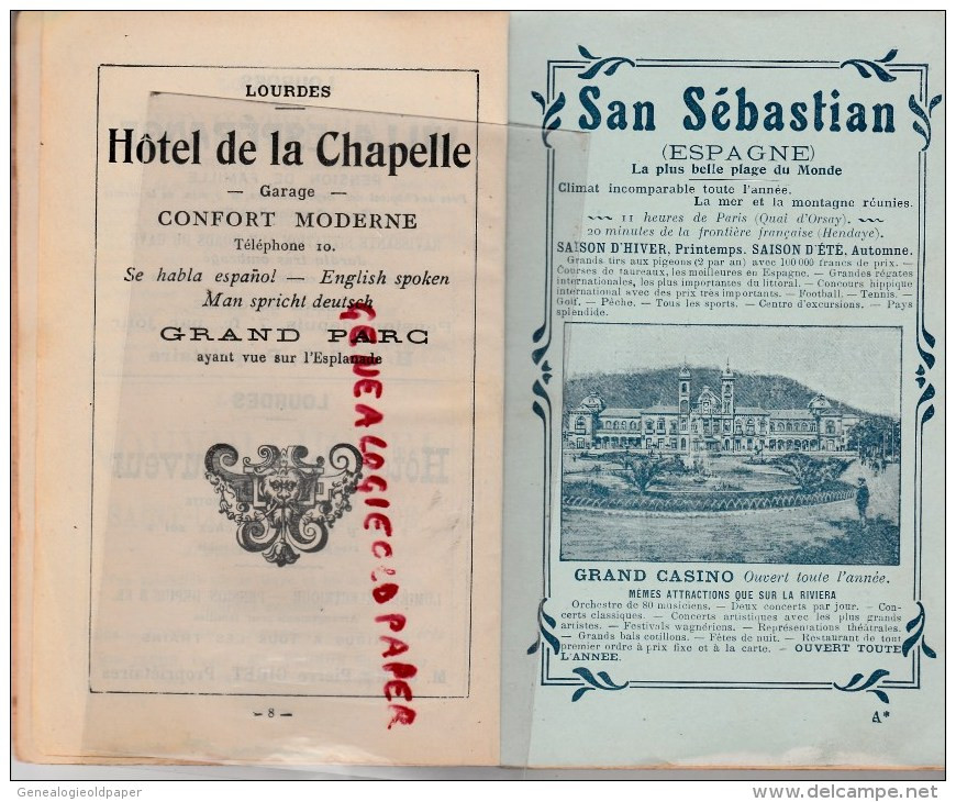 65- LOURDES - RARE GUIDE JOANNE 1910- LOURDES ET SES ENVIRONS- BETHARRAM-SAINT SAUVEUR-GAVARNIE-- HACHETTE - Pays Basque