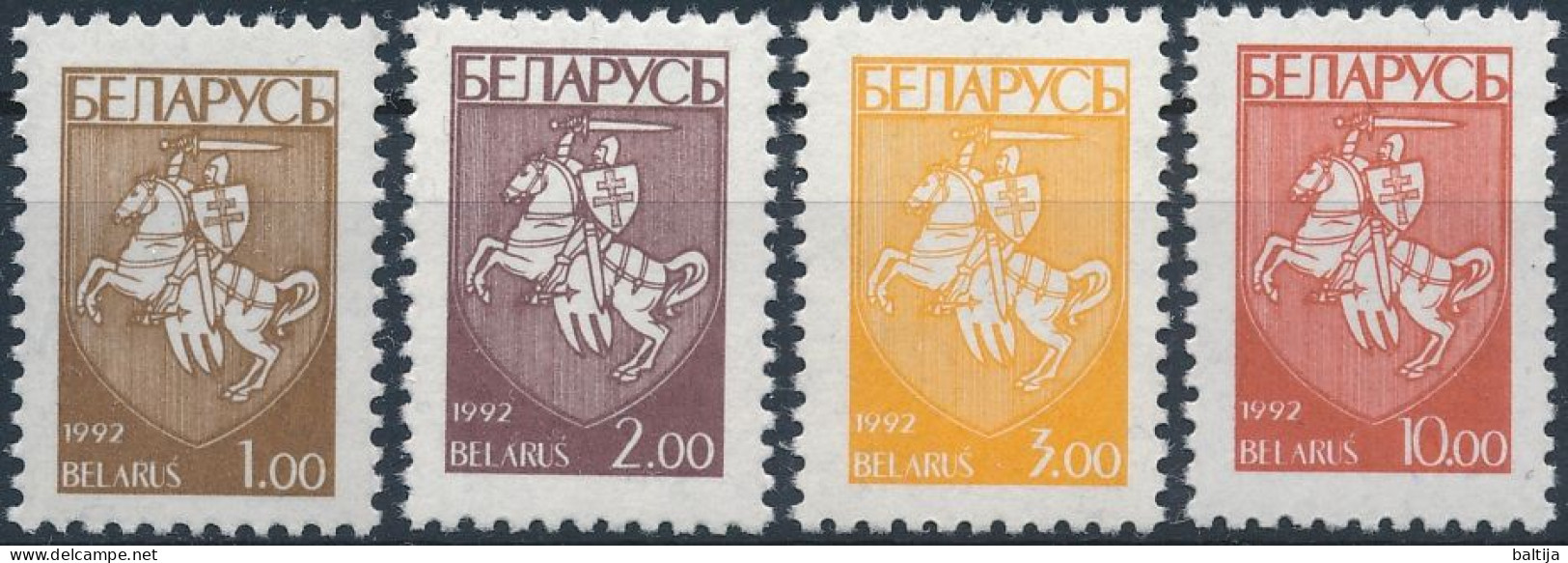 Mi 21-24 MNH ** / Standard, Definitives, Coat Of Arms, Knight - Belarus