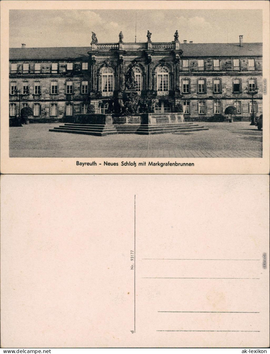 Ansichtskarte Bayreuth Neues Schloss Mit Markgrafenbrunnen 1955 - Bayreuth