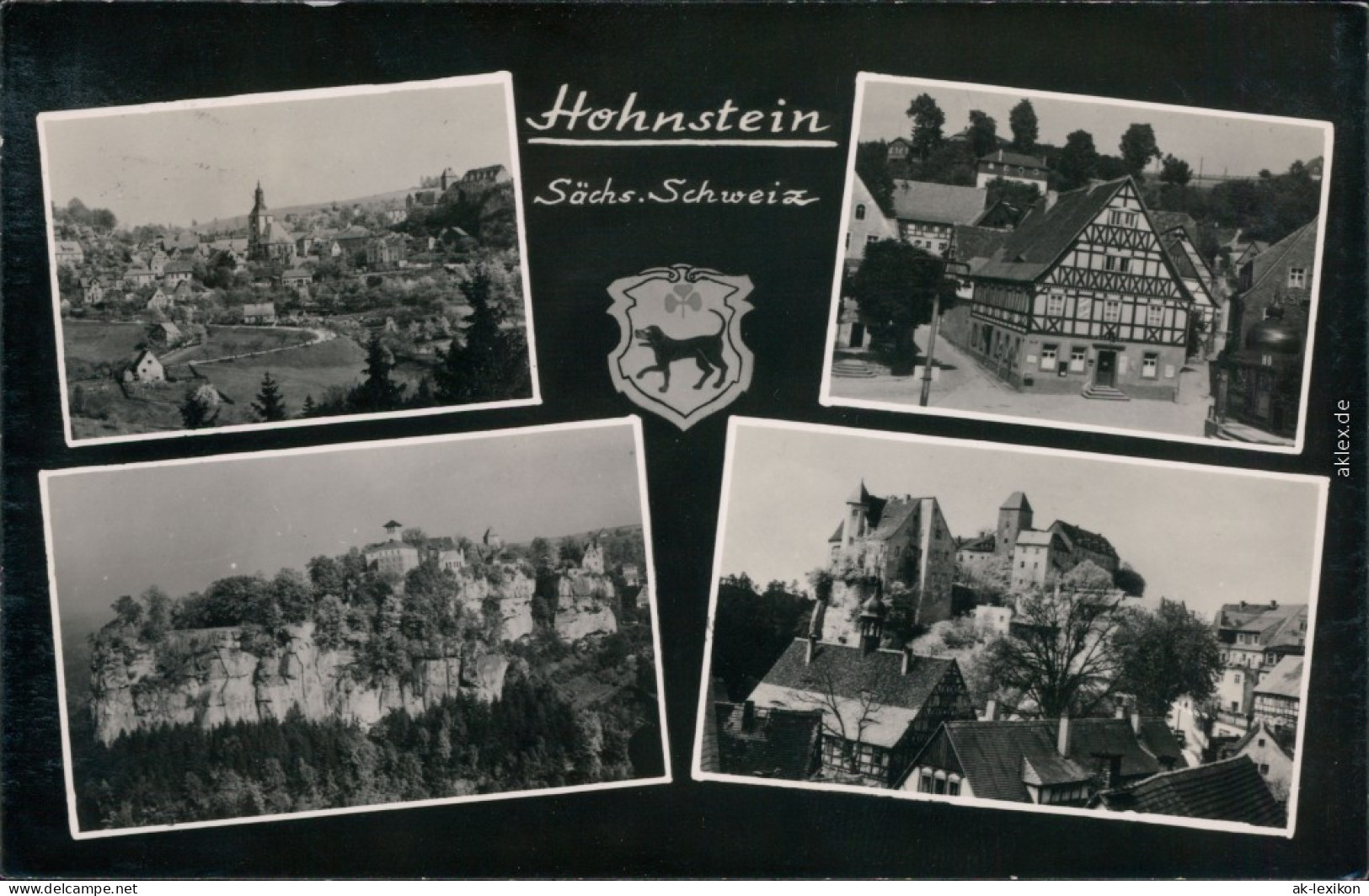 Hohnstein (Sächs. Schweiz) Panorama-Ansicht, Burg Hohnstein, Fachwerkhaus 1959 - Hohnstein (Saechs. Schweiz)