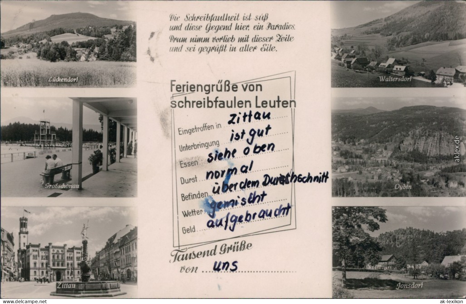 Zittau Zittauer Gebirge: Panorama-Ansichten, Marktplatz, Schwimmbad 1958 - Jonsdorf