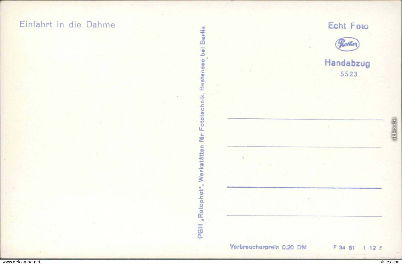 Ansichtskarte Dahme (Mark) Einfahr In Die Dahme 1961 - Dahme