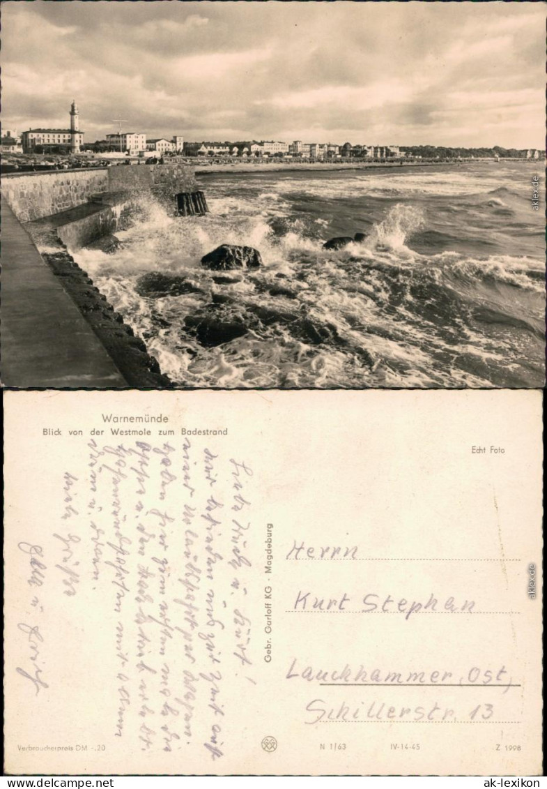 Ansichtskarte Warnemünde-Rostock Blick Von Der Westmole Zum Badestrand 1963 - Rostock